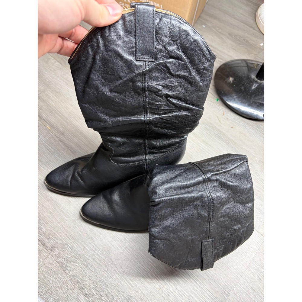 Dingo Womens Black Leather Slouch Western Boots Metal Toe DI 522 Size 9 M - Picture 2 of 11